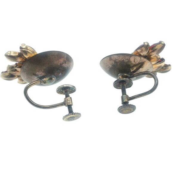 Vendome Vintage 12K Gold Filled Brooch & Earrings Set – Red Rhinestones - Picture 12 of 16